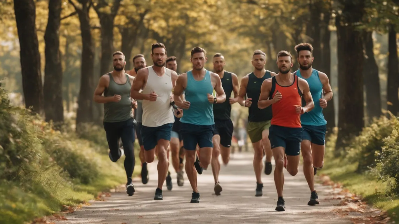 Group of men jogging.